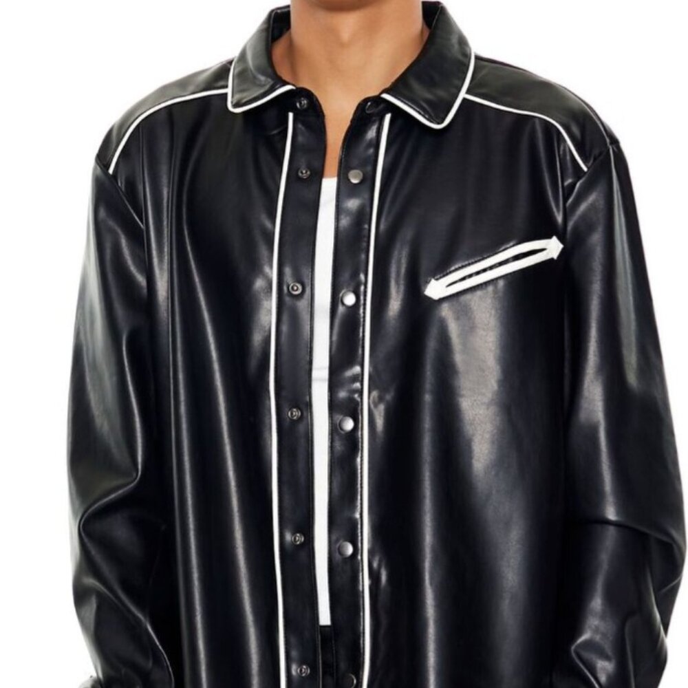 Men's Faux Leather Button Down sz XL